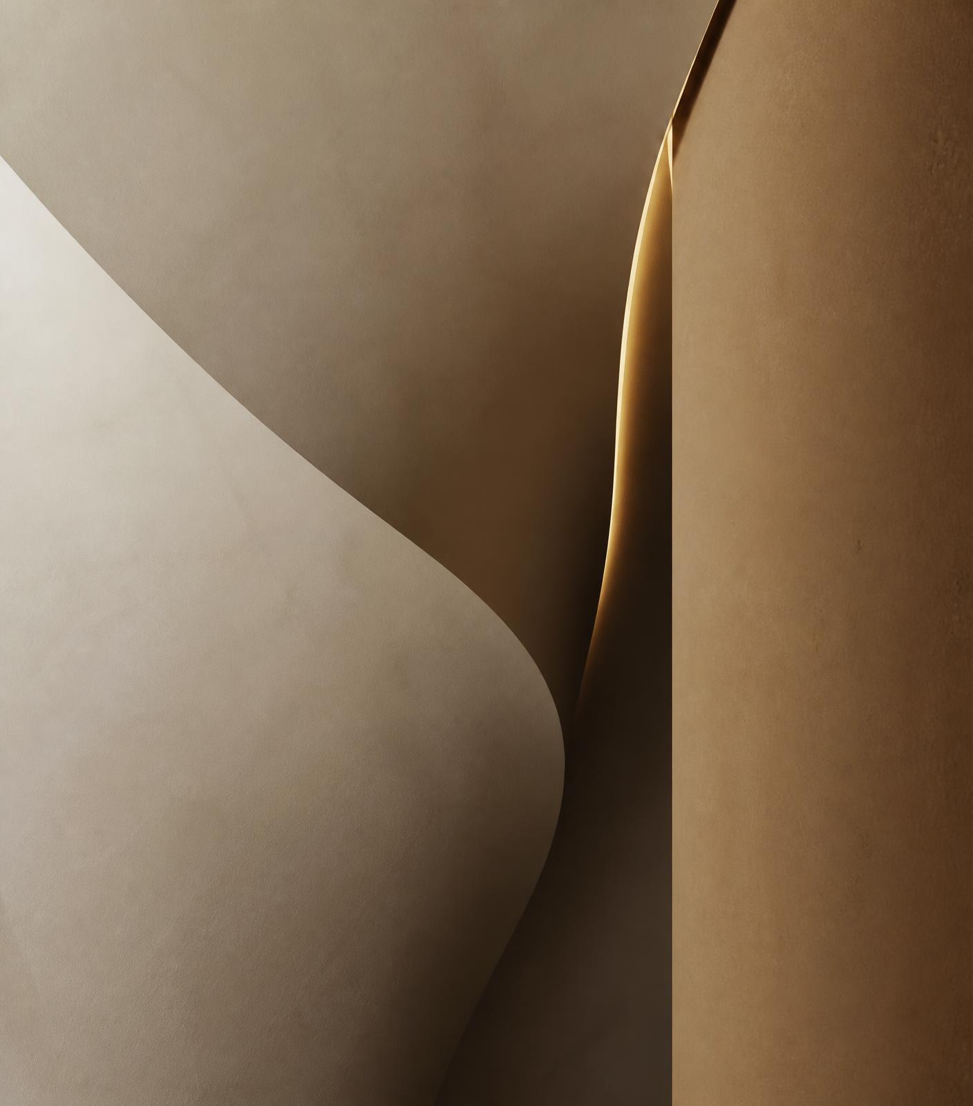 Minimal architectural curve in sand and stone tones